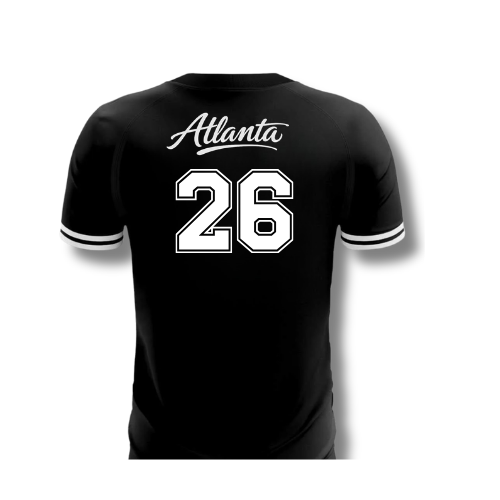 Custom Black Classic Striped Jersey - Black & White #26 Design - ATLANTA