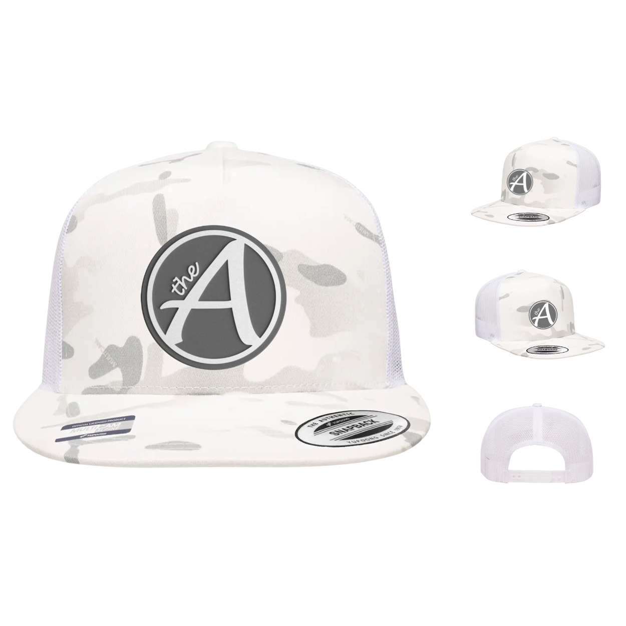 Yupoong 6006 - Flat Bill Hat - High Profile - Grey Wolf - White & Grey