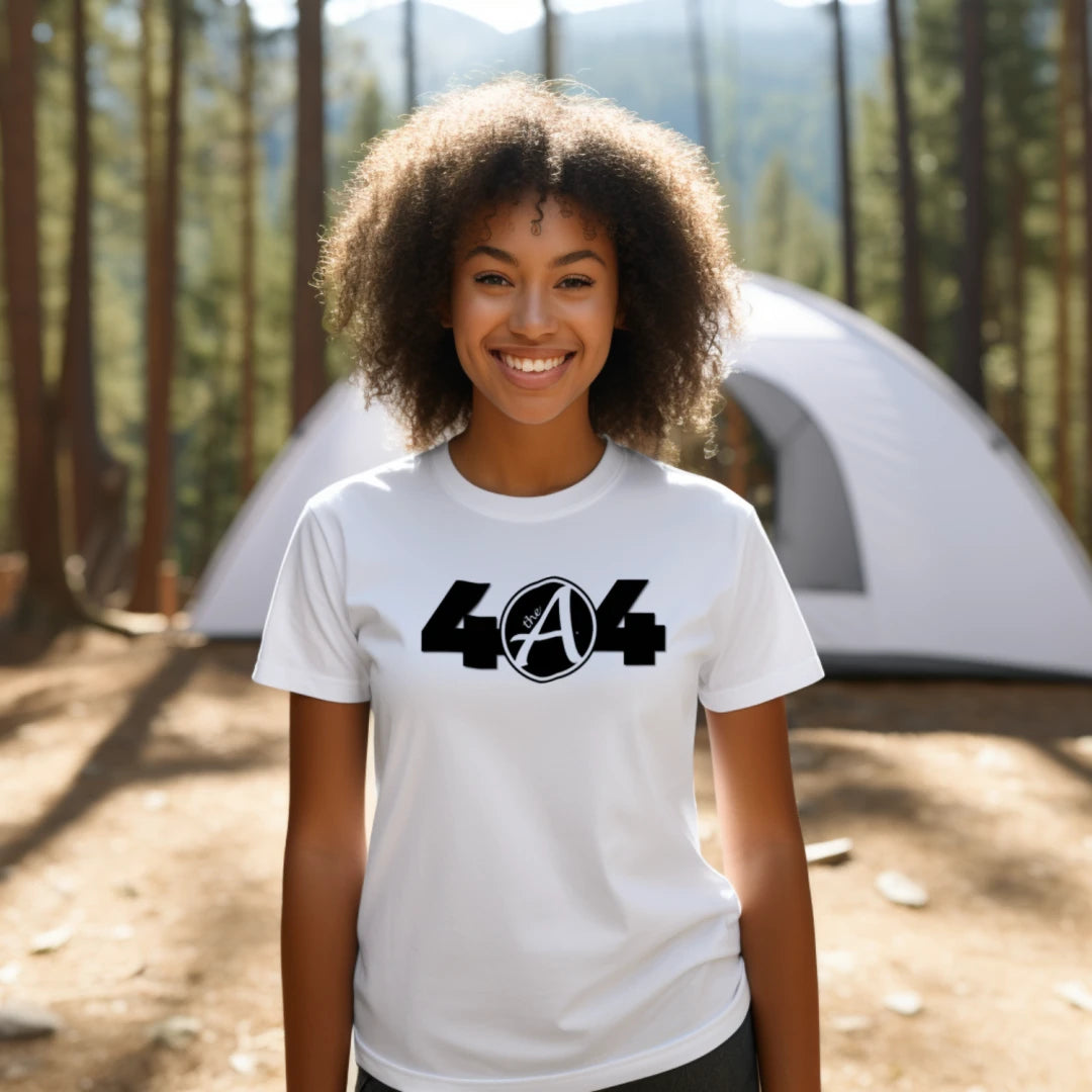 404 White Shirt_Black and White Logo