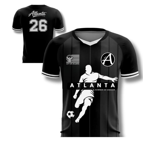 Custom Black Classic Striped Jersey - Black White Gray #26 Design - ATLANTA