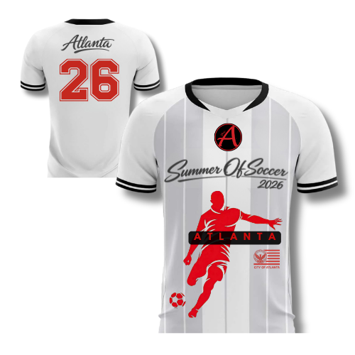 Custom White Classic Striped Jersey - Red & Black #26 Design - ATLANTA