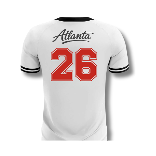 Custom White Classic Striped Jersey - Red & Black #26 Design - ATLANTA