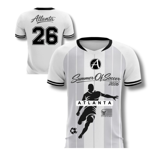Custom White Classic Striped Jersey - White & Black #26 Design - ATLANTA