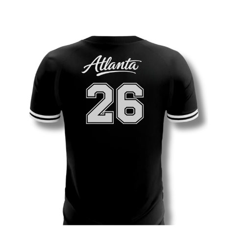 Custom Black Classic Striped Jersey - Black White Gray #26 Design - ATLANTA