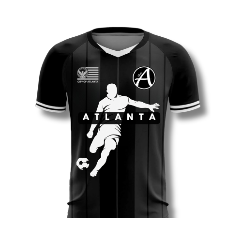 Custom Black Classic Striped Jersey - Black White Gray #26 Design - ATLANTA