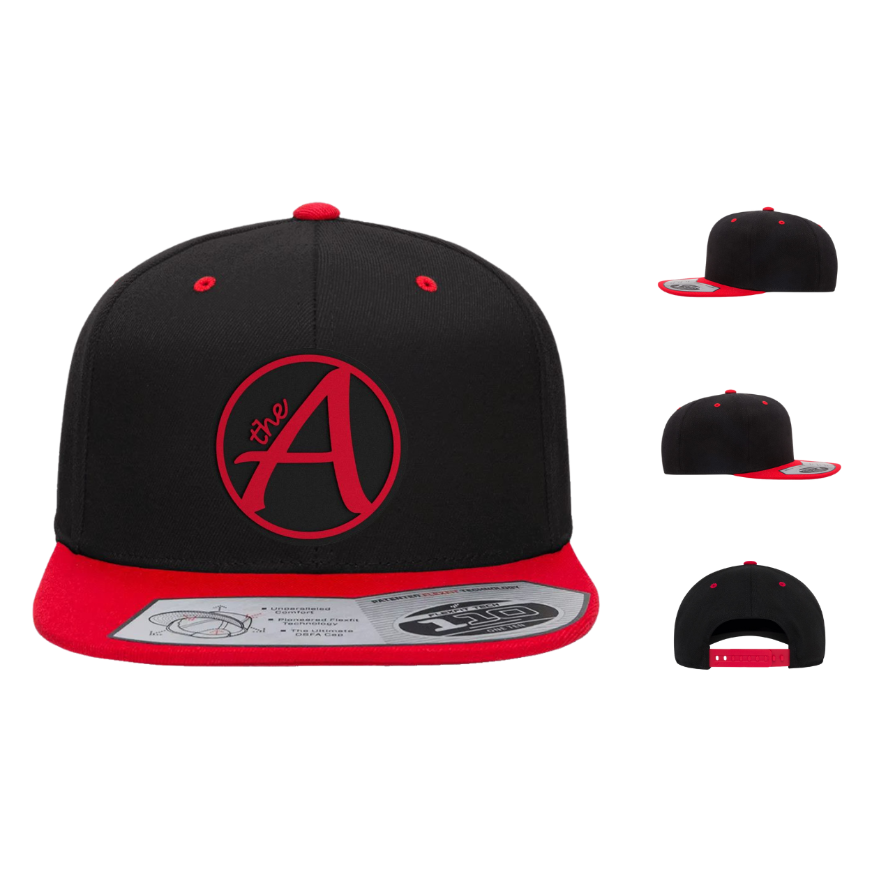 Flexfit 110 Two Tone - Flat Bill Hat - High Profile - Red & Black