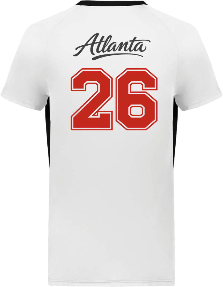 White and Black Unisex Performance Jersey - Red & Black Design - ATLANTA