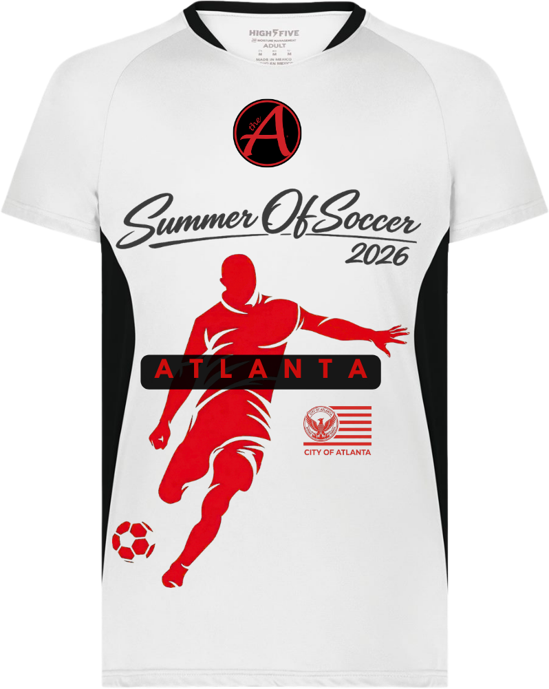 White and Black Unisex Performance Jersey - Red & Black Design - ATLANTA