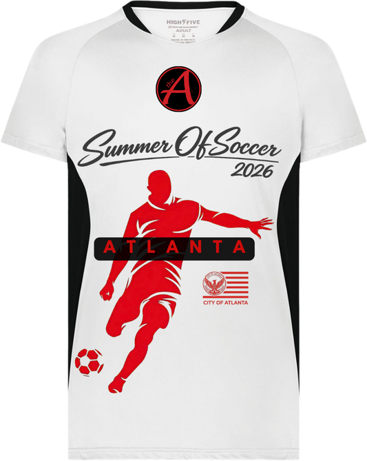White and Black Unisex Performance Jersey - Red & Black Design - ATLANTA
