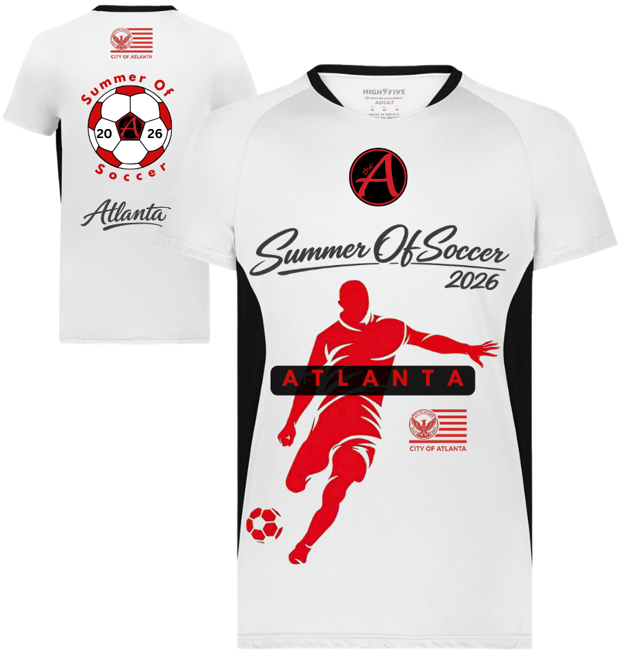 White and Black Unisex Performance Jersey - Red & Black Design - ATLANTA