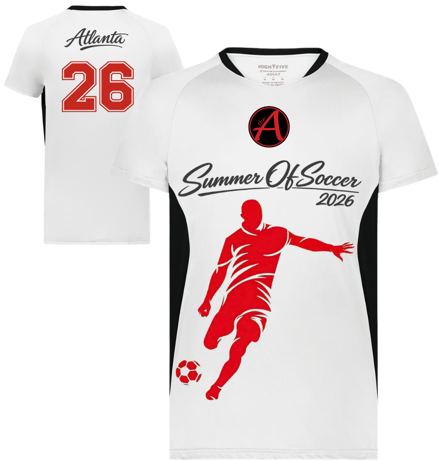 White and Black Unisex Performance Jersey - Red & Black Design - ATLANTA