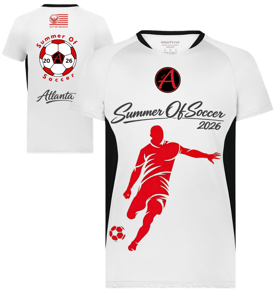 White and Black Unisex Performance Jersey - Red & Black Design - ATLANTA