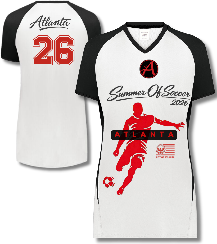 White and Black Women's Performance Jersey - Red & Black - ATLANTA