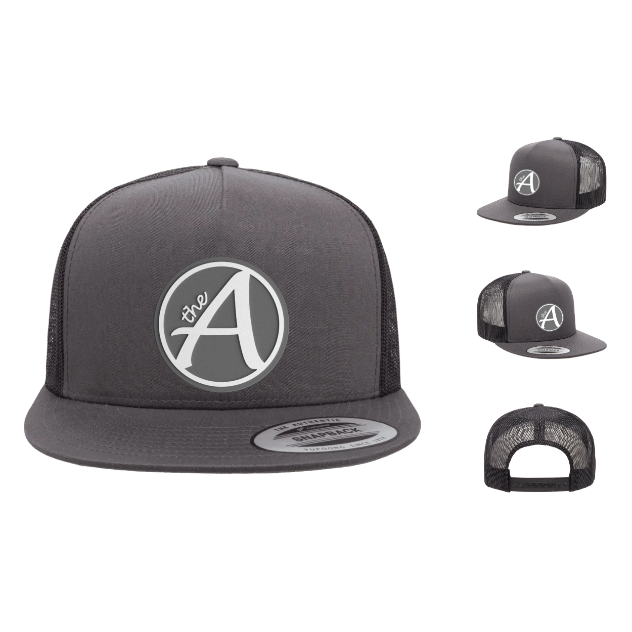 Yupoong 6006 - Flat Bill Hat - High Profile - Grey Wolf - White & Grey