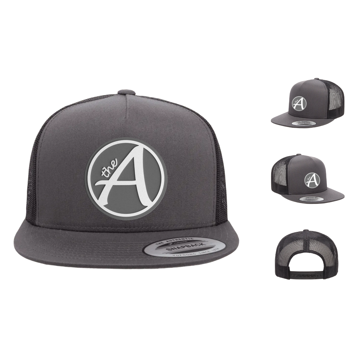 Yupoong 6006 - Flat Bill Hat - High Profile - Grey Wolf - White & Grey