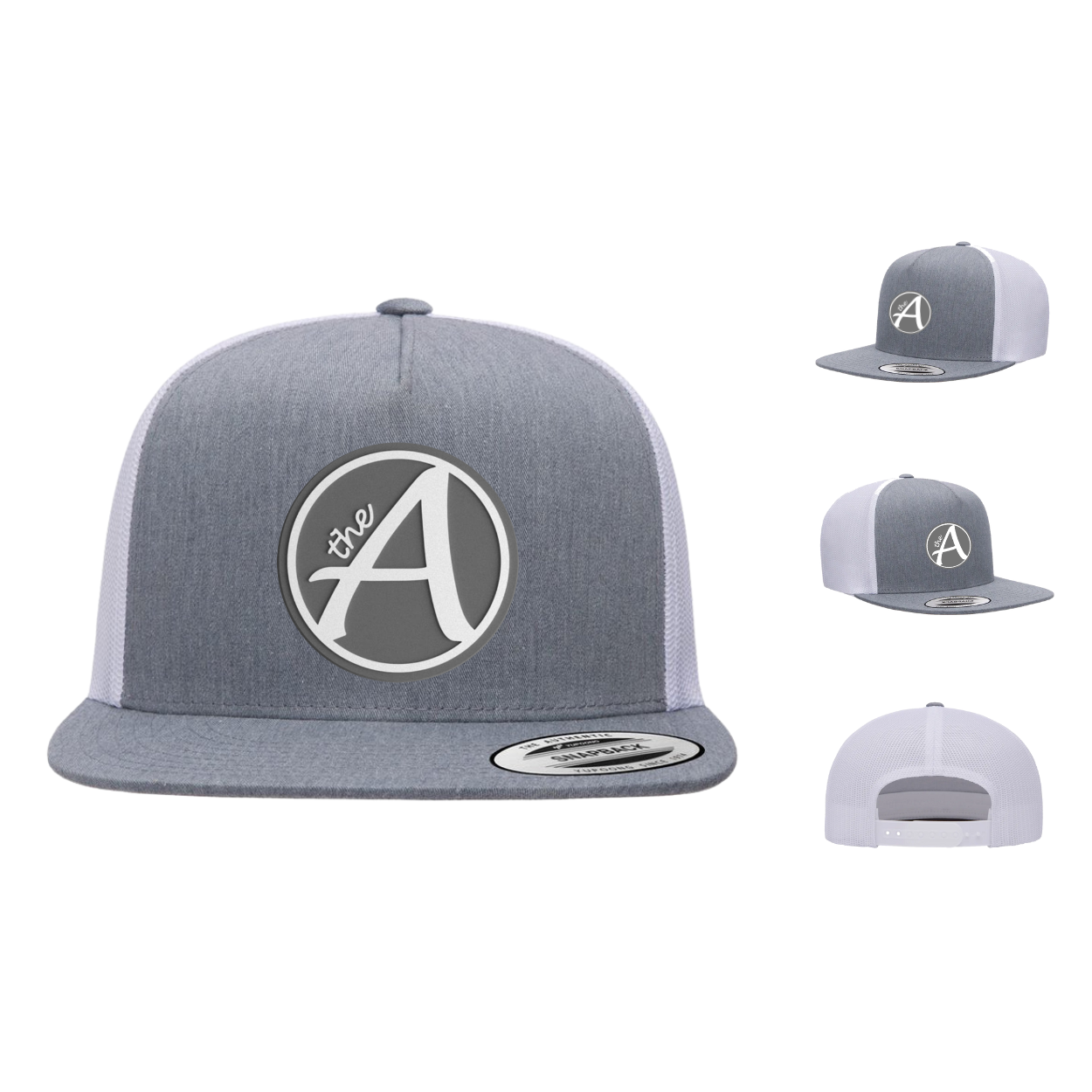 Yupoong 6006 - Flat Bill Hat - High Profile - Grey Wolf - White & Grey