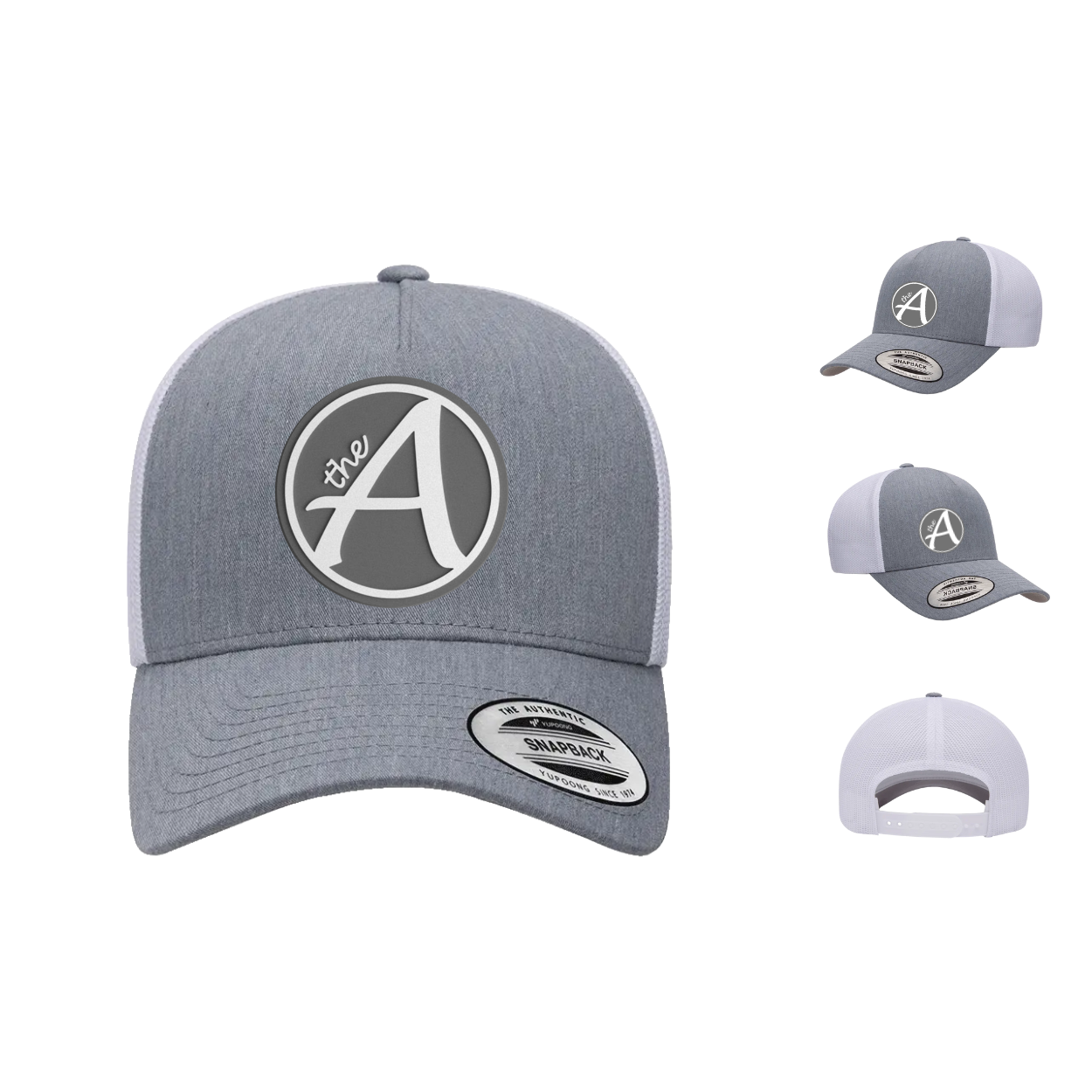 Yupoong 6506 - Five Panel Trucker - Mid Profile - Grey Wolf - White & Grey