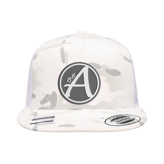 Yupoong 6006 - Flat Bill Hat - High Profile - Grey Wolf - White & Grey