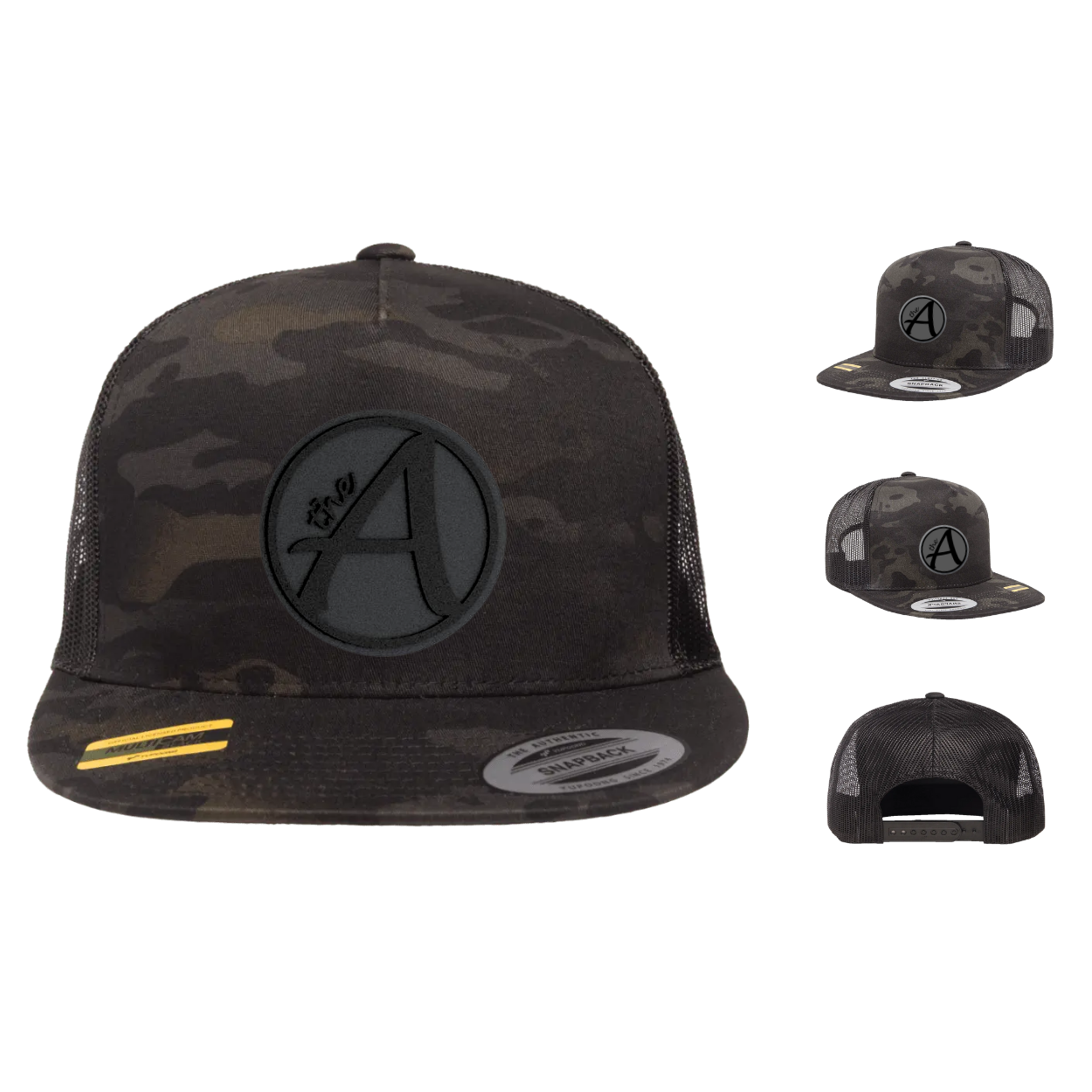 Yupoong 6006 - Flat Bill Hat - High Profile - Black Series