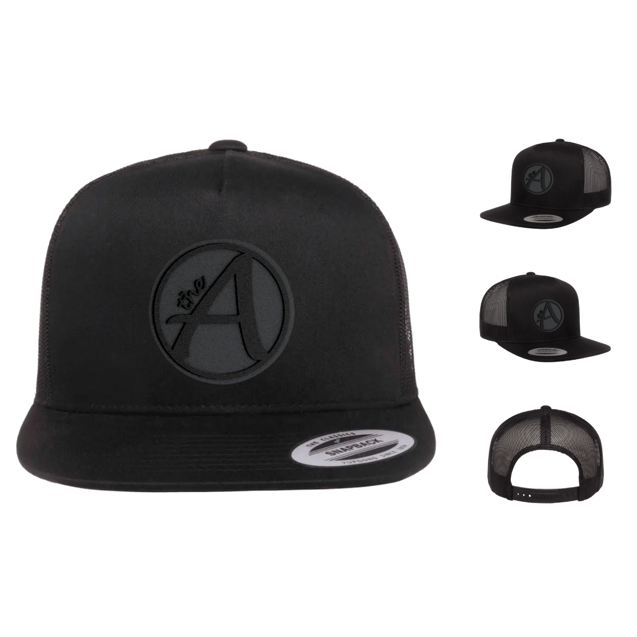 Yupoong 6006 - Flat Bill Hat - High Profile - Black Series