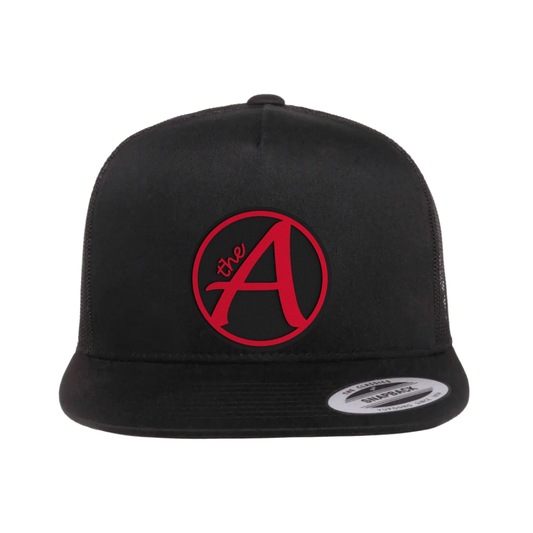 Yupoong 6006 - Flat Bill Hat - High Profile - Black & Red Collection