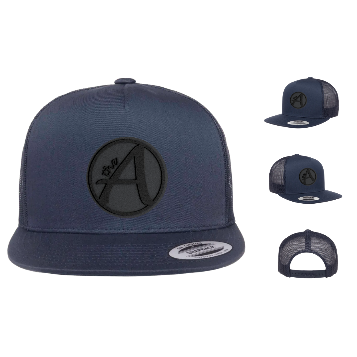 Yupoong 6006 - Flat Bill Hat - High Profile - Black Series