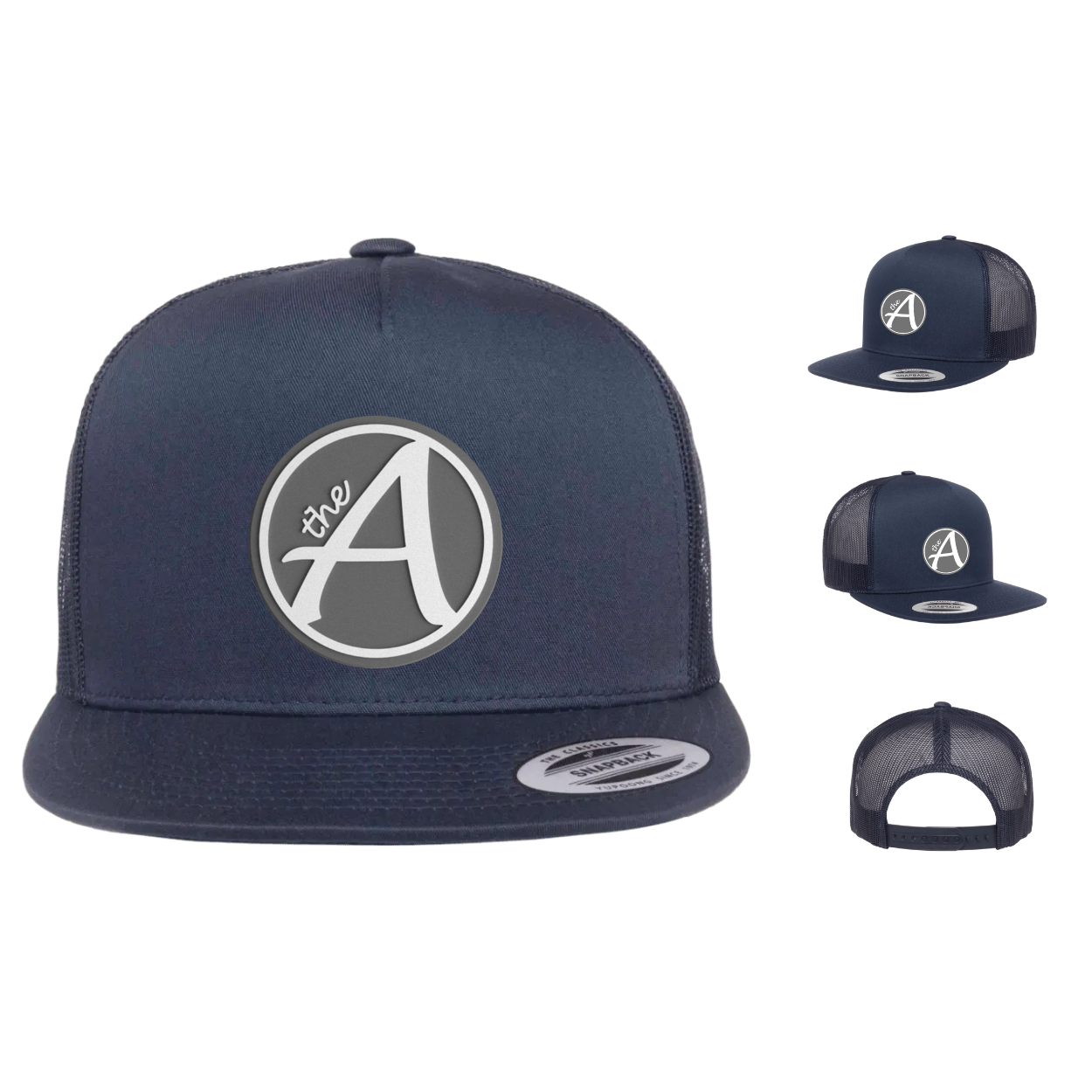 Yupoong 6006 - Flat Bill Hat - High Profile - Grey Wolf - White & Grey