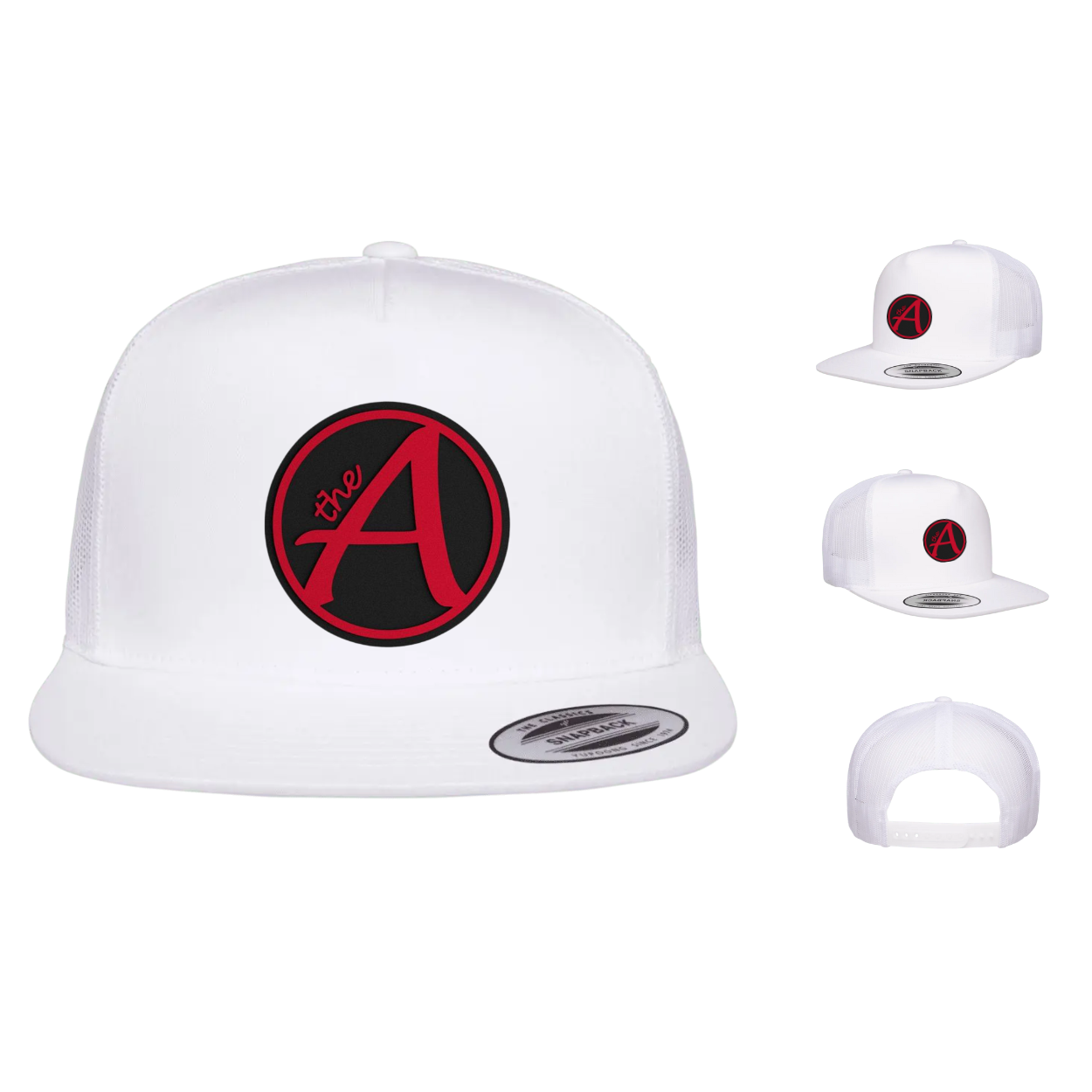 Yupoong 6006 - Flat Bill Hat - High Profile - Black & Red Collection